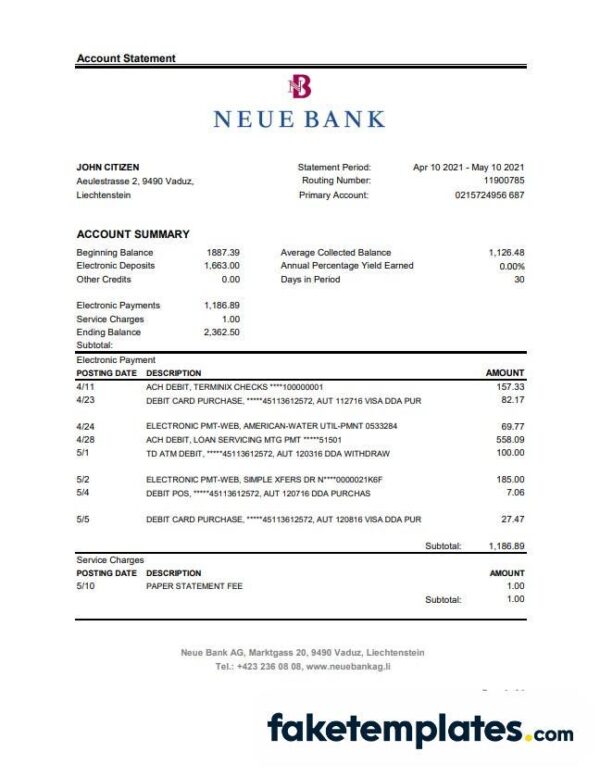 fake
  Liechtensteiner Neue Bank AG bank statement 3 - 6 months easy to fill
  download Excel and PDF template