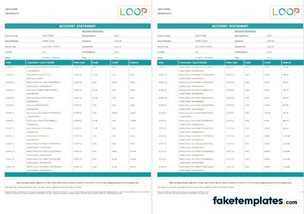 fake
  Kenyan CBA Loop bank statement 3 - 6 months, download Word and PDF template,
  6 pages
