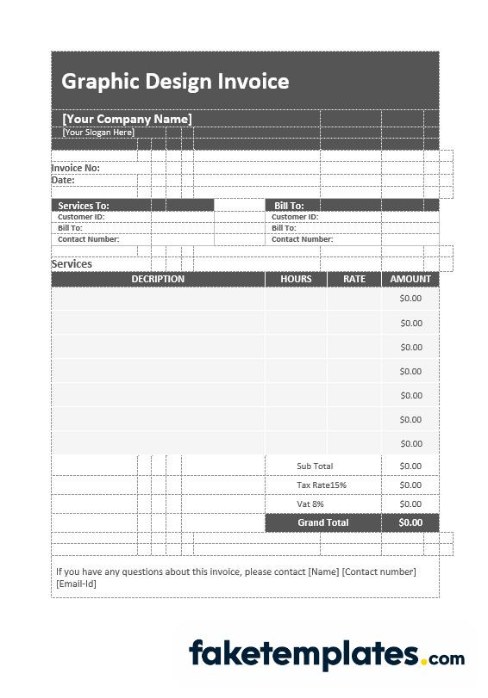 fake Graphic design invoice download Word and PDF template