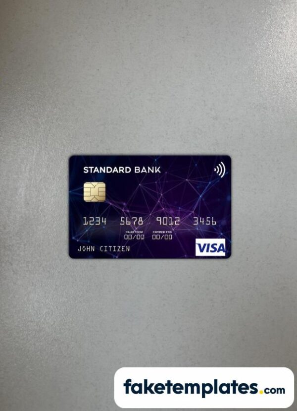 fake Angola Standard Bank visa card photolook and scan look download PSD templates | 2 in 1