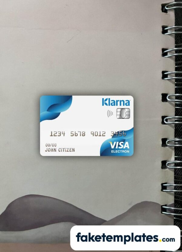 fake Finland Klarna bank visa electron card photolook and scan look download PSD templates | 2 in 1