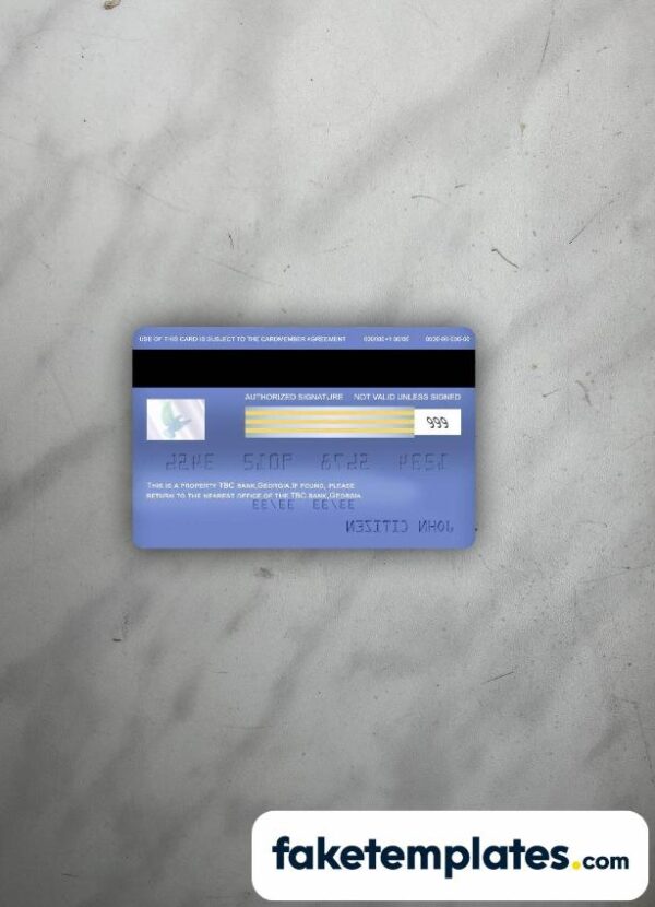 fake Georgia TBC bank visa classic card photolook and scan look download PSD templates | 2 in 1 - Image 2