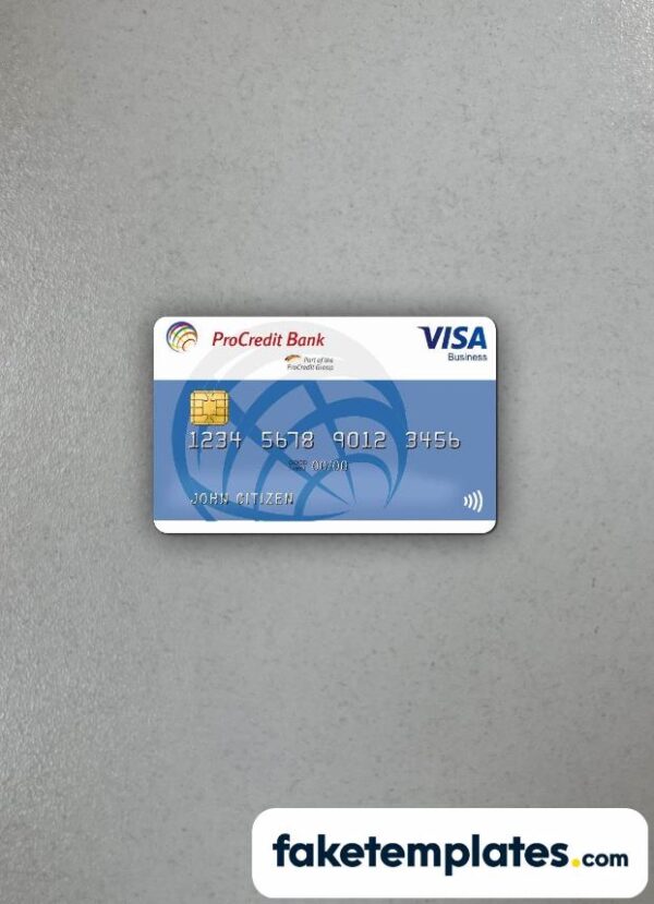 fake Germany ProCredit Bank VISA Business photolook and scan look download PSD templates | 2 in 1