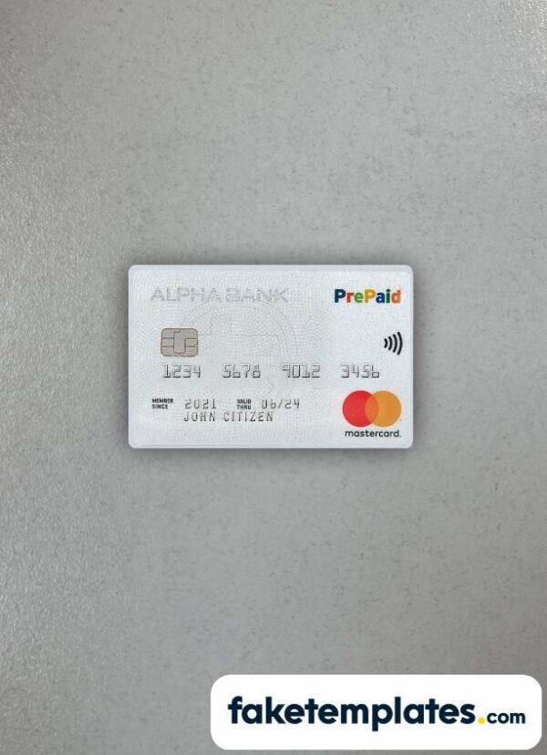 fake Greece Alpha Bank Mastercard photolook and scan look download PSD templates | 2 in 1, version 2