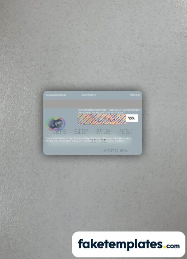 fake Grenada Republic Bank Grenada Mastercard photolook and scan look download PSD templates | 2 in 1 - Image 2