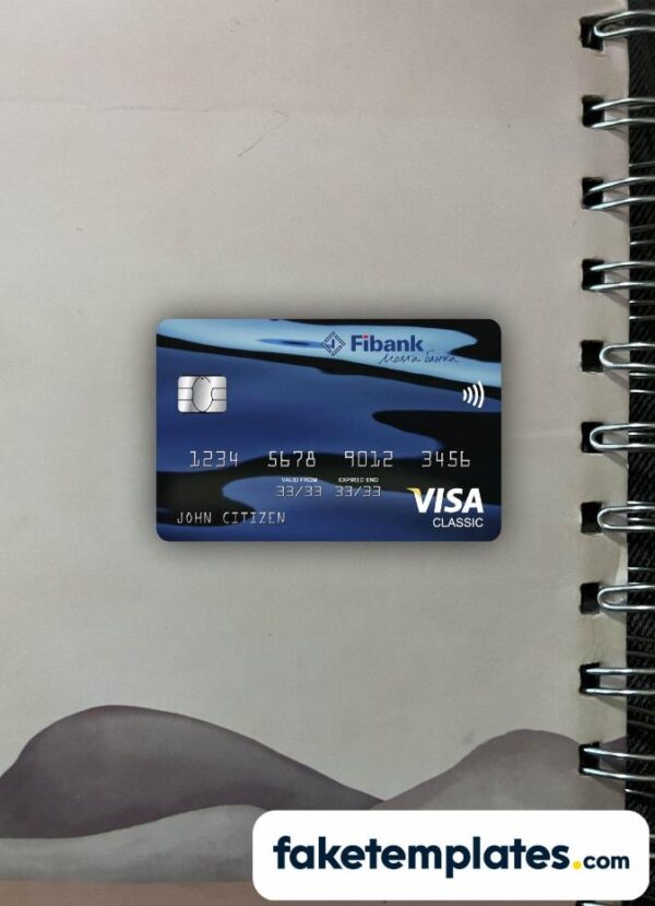 fake Guinea Fibank visa classic card photolook and scan look download PSD templates | 2 in 1