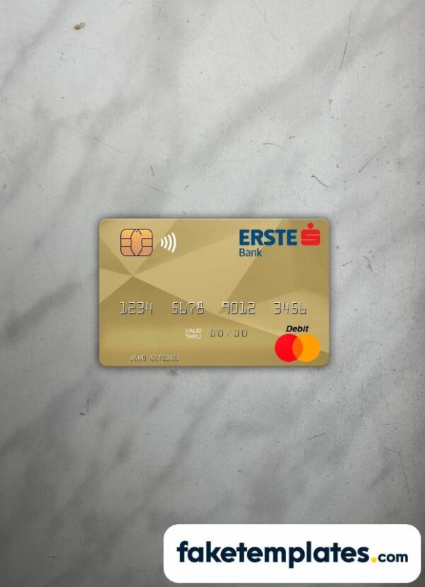 fake Hungary Erste Bank Mastercard photolook and scan look download PSD templates | 2 in 1