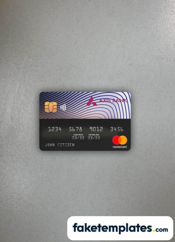 fake India Axis bank Mastercard photolook and scan look download PSD templates | 2 in 1