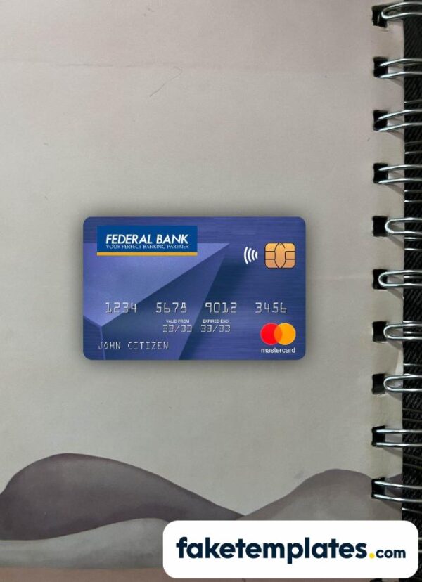 fake India Federal bank Mastercard photolook and scan look download PSD templates | 2 in 1