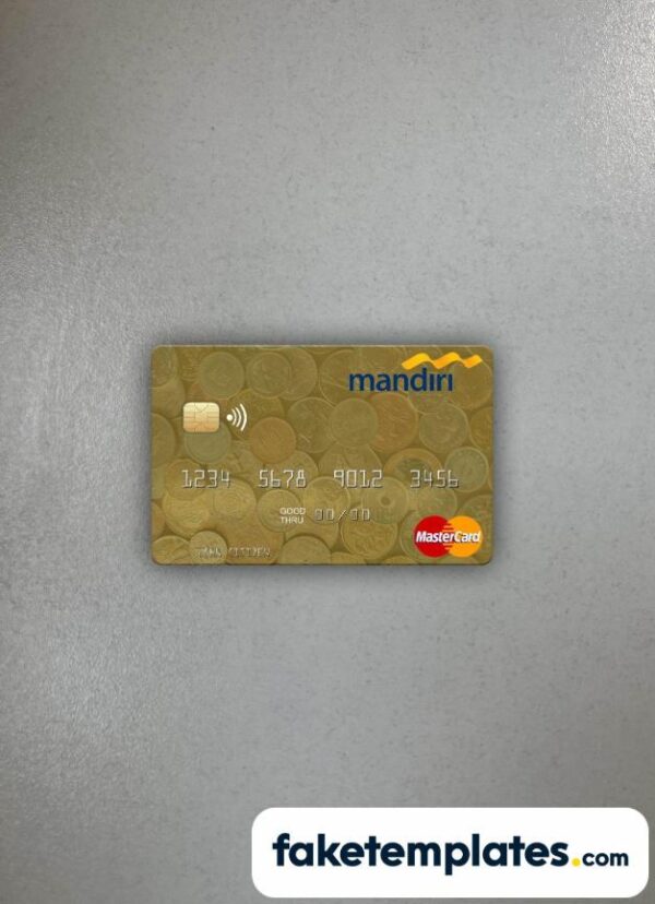 fake Indonesia Bank Mandiri Mastercard photolook and scan look download PSD templates | 2 in 1