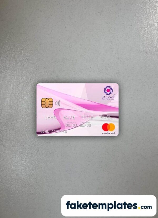 fake Iran Zamin Bank Mastercard photolook and scan look download PSD templates | 2 in 1