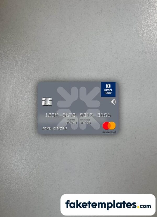 fake Ireland Ulster Bank Ireland Mastercard photolook and scan look download PSD templates | 2 in 1