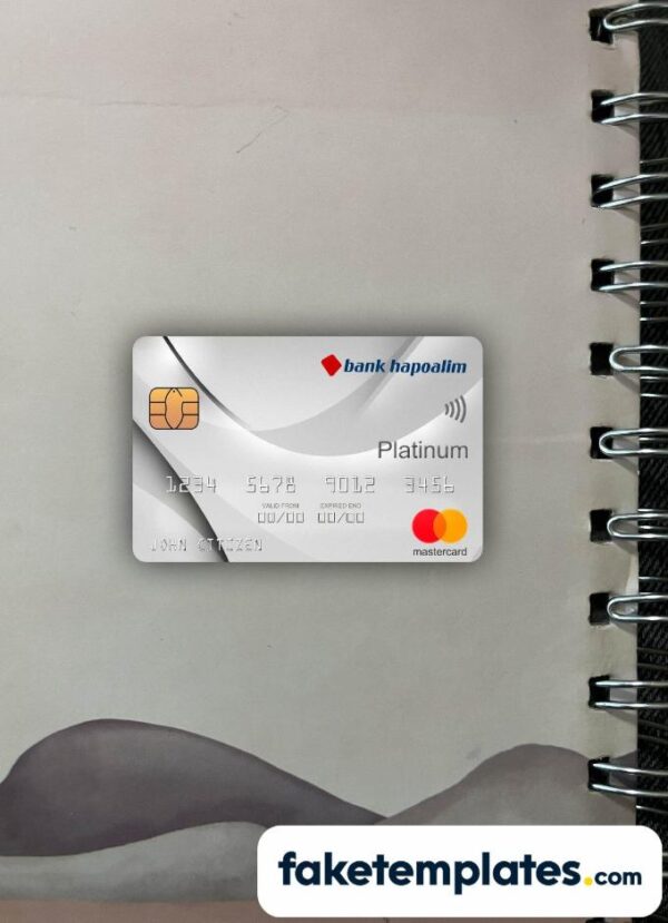 fake Israel Bank Hapoalim bank Mastercard platinum photolook and scan look download PSD templates | 2 in 1