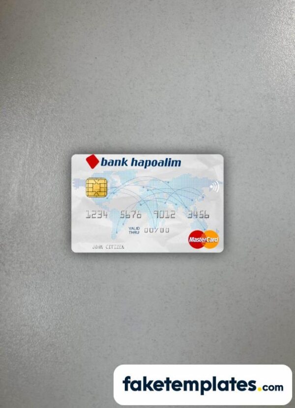 fake Israel Bank Hapoalim Mastercard photolook and scan look download PSD templates | 2 in 1