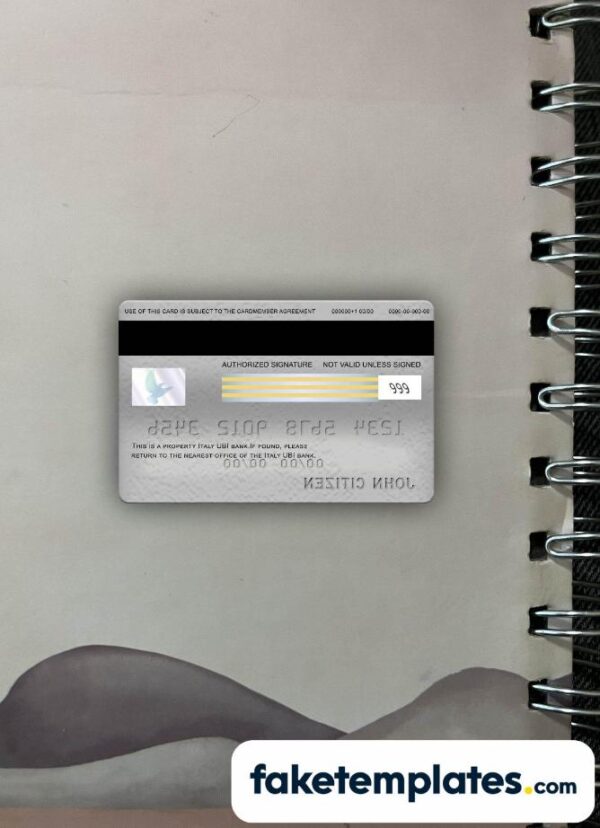 fake Italy UBI bank visa platinum card photolook and scan look download PSD templates | 2 in 1 - Image 2