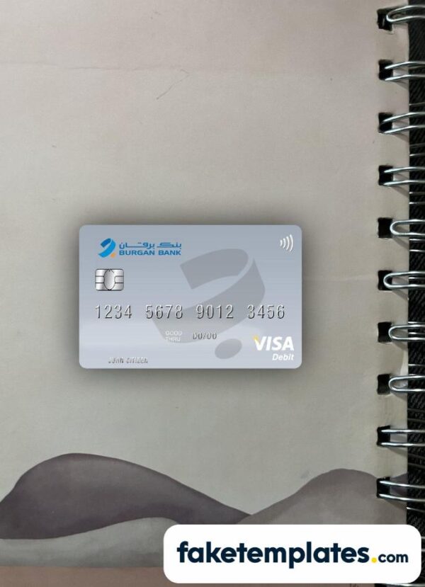 fake Kuwait Burgan Bank visa debit card photolook and scan look download PSD templates | 2 in 1