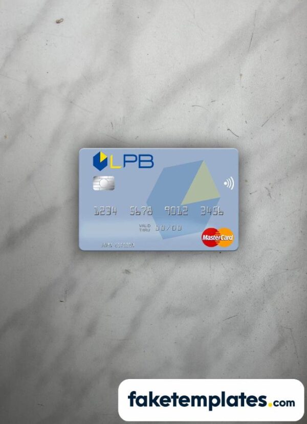 fake Latvia LPB Bank Mastercard photolook and scan look download PSD templates | 2 in 1