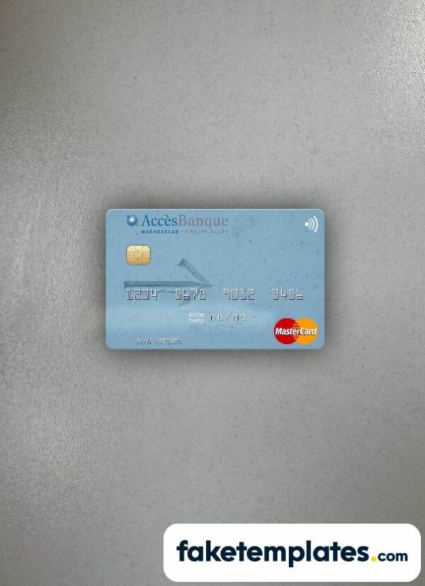 fake Madagascar AccèsBanque Mastercard photolook and scan look download PSD templates | 2 in 1