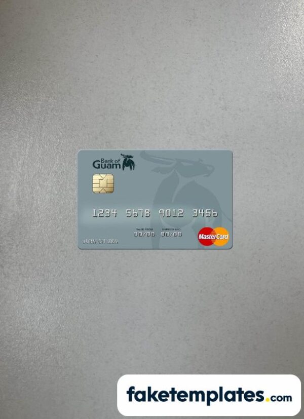 fake Marshall Islands Bank of Guam Mastercard photolook and scan look download PSD templates | 2 in 1