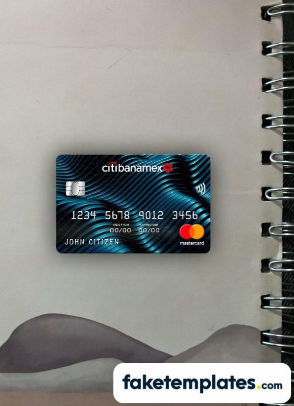 fake Mexico Citibanamex bank Mastercard photolook and scan look download PSD templates | 2 in 1