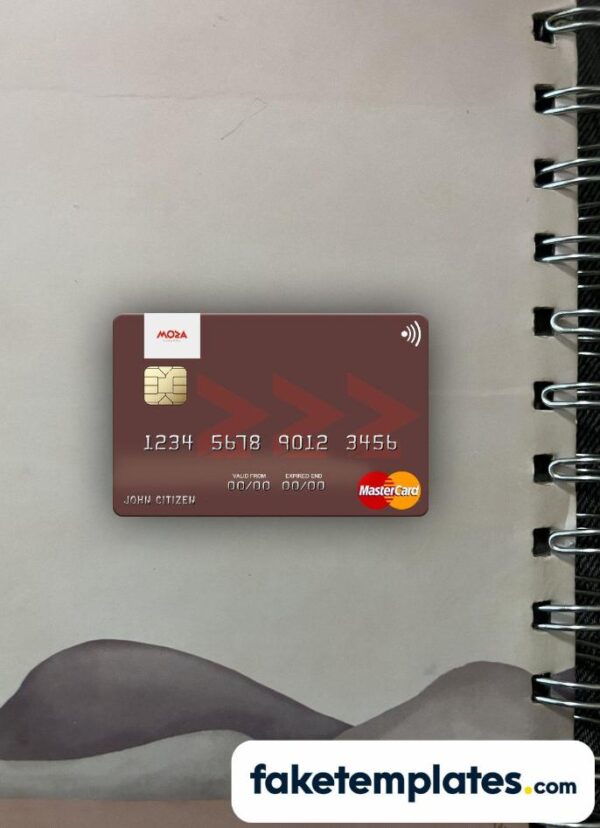 fake Mozambique Banco Moza Mastercard photolook and scan look download PSD templates | 2 in 1