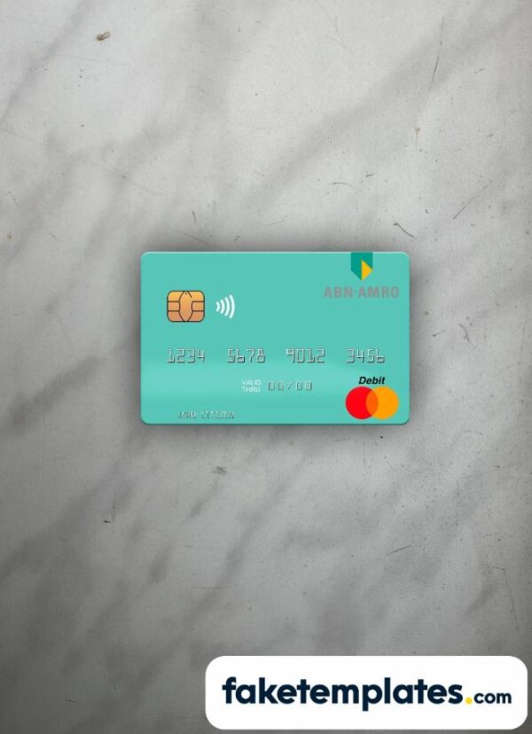 fake Netherlands ABN AMRO Bank Mastercard photolook and scan look download PSD templates | 2 in 1