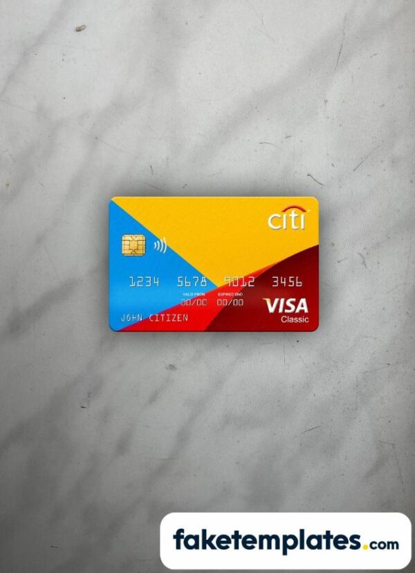 fake Netherlands Citibank visa classic card photolook and scan look download PSD templates | 2 in 1