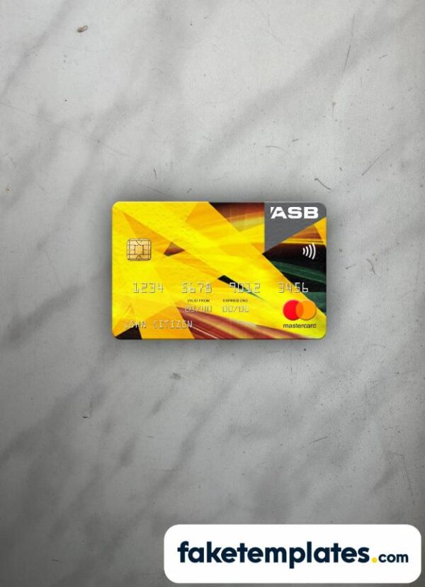 fake New Zealand ASB Bank Mastercard photolook and scan look download PSD templates | 2 in 1