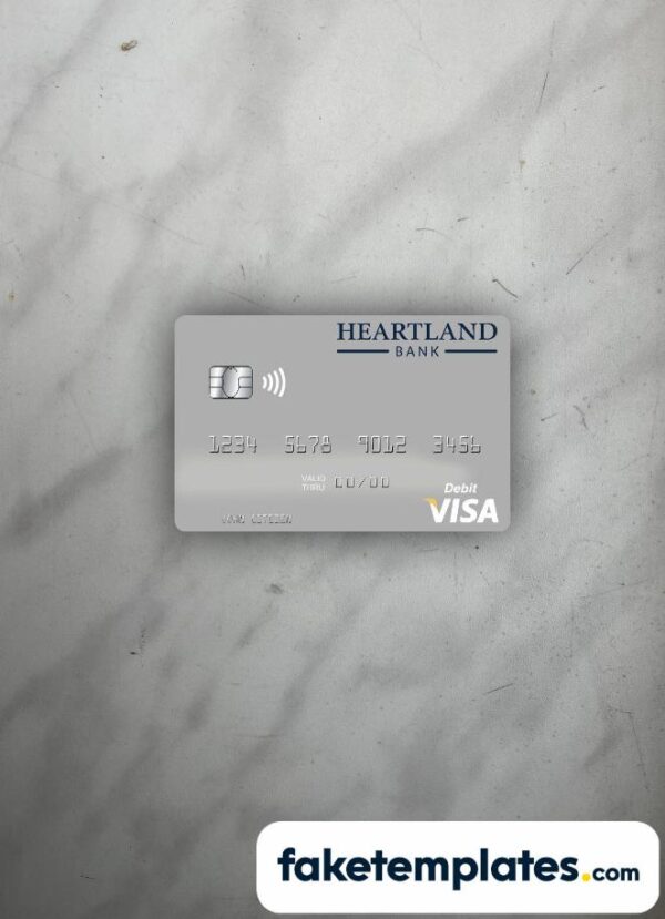 fake New Zealand Heartland Bank visa debit card photolook and scan look download PSD templates | 2 in 1