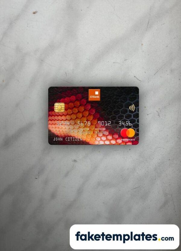 fake Nigeria GTBank Mastercard photolook and scan look download PSD templates | 2 in 1