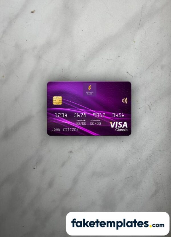 fake Nigeria Polaris Bank visa classic card photolook and scan look download PSD templates | 2 in 1