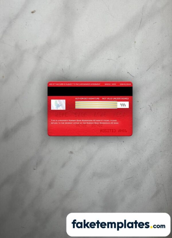 fake Norway Bank Norwegian AS bank visa classic card photolook and scan look download PSD templates | 2 in 1 - Image 2