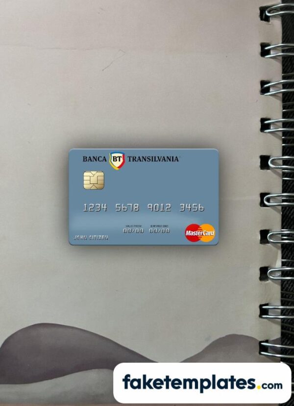 fake Romania Banca Transilvania Mastercard photolook and scan look download PSD templates | 2 in 1