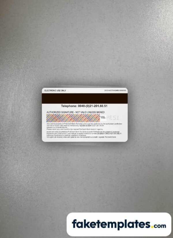 fake Romania ProCredit Mastercard photolook and scan look download PSD templates | 2 in 1 - Image 2