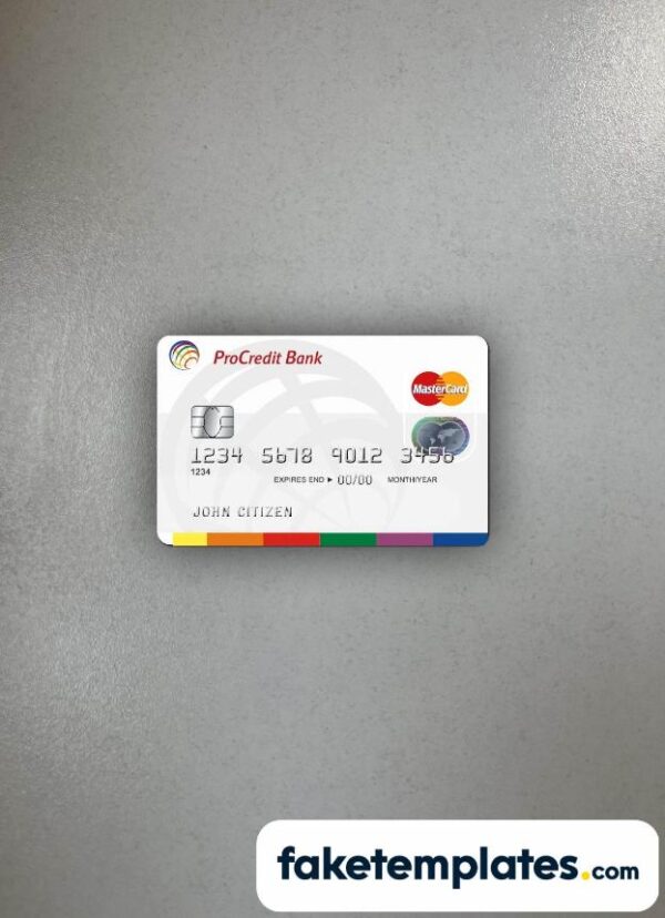 fake Romania ProCredit Mastercard photolook and scan look download PSD templates | 2 in 1