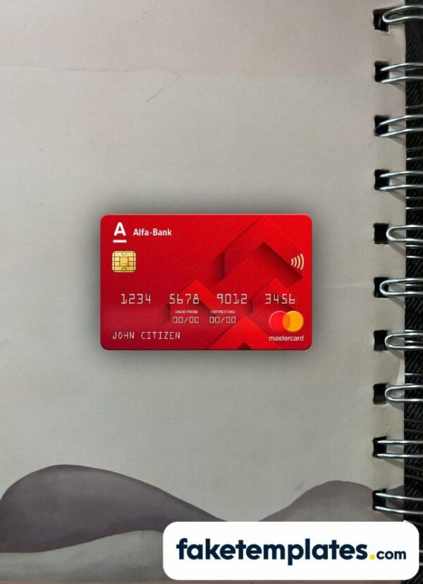 fake Russia Alfa bank Mastercard photolook and scan look download PSD templates | 2 in 1