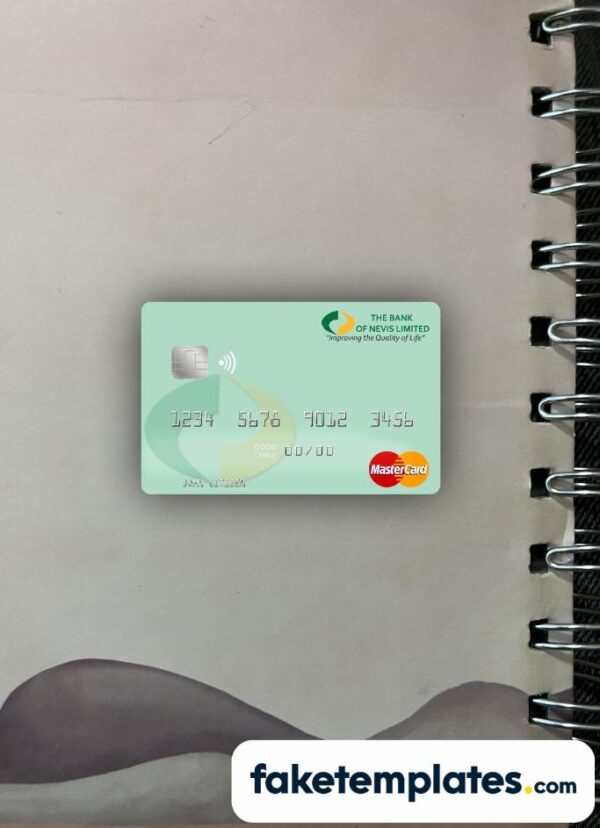 fake Saint Kitts and Nevis Bank of Nevis Mastercard photolook and scan look download PSD templates | 2 in 1