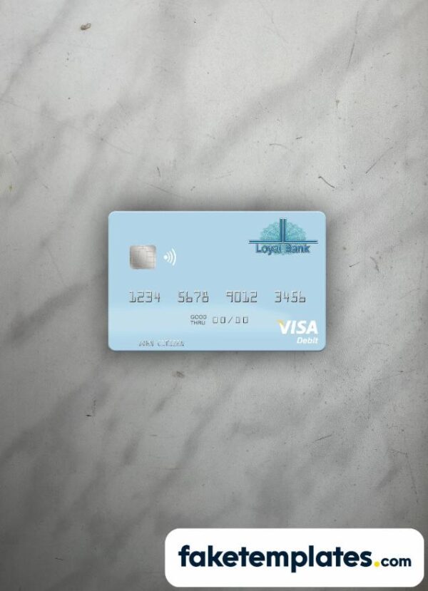 fake Saint Lucia Loyal Bank Limited visa debit card photolook and scan look download PSD templates | 2 in 1