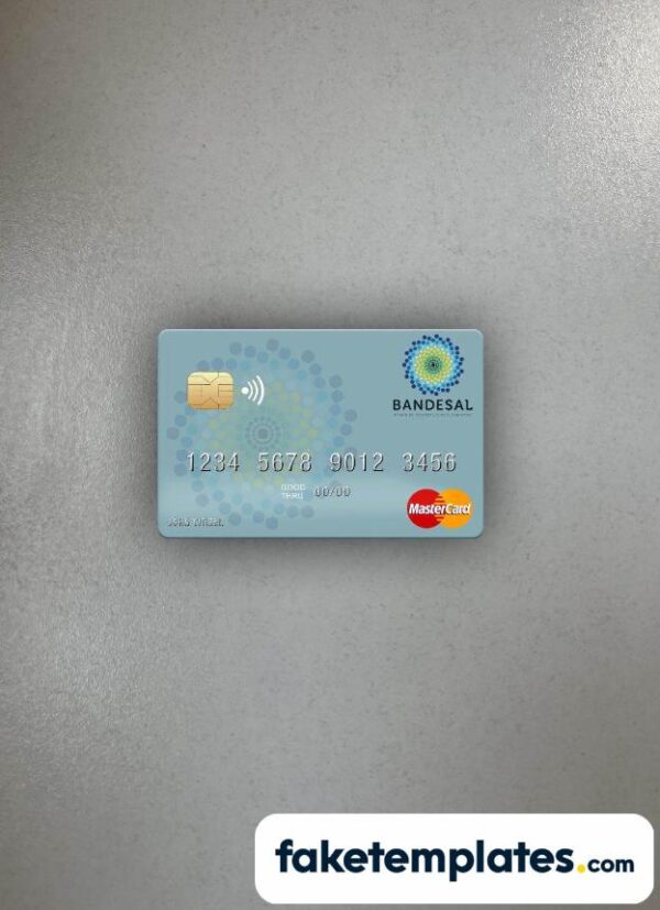 fake Salvador Bandesal Bank Mastercard photolook and scan look download PSD templates | 2 in 1