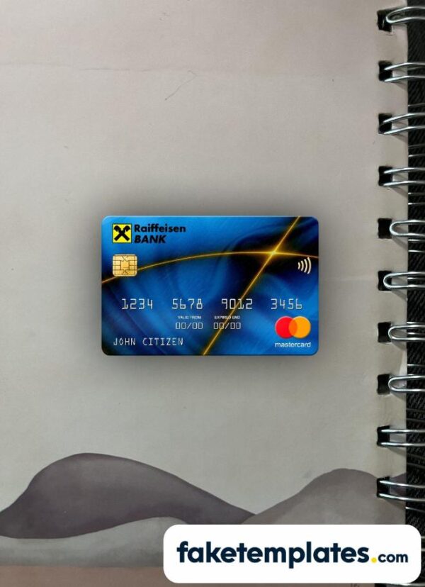 fake Slovakia Raiffeisen Bank Mastercard photolook and scan look download PSD templates | 2 in 1