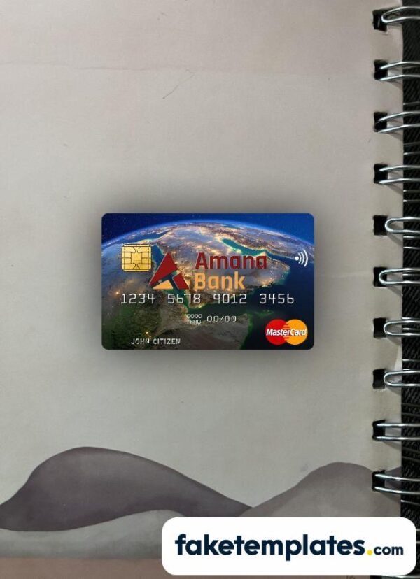 fake Somalia Amana Bank Mastercard photolook and scan look download PSD templates | 2 in 1