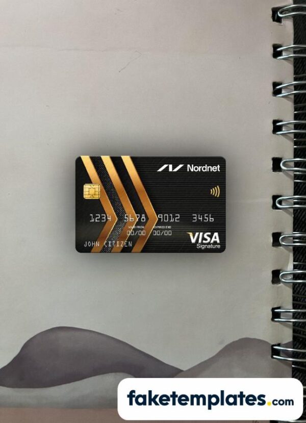 fake Sweden Nordnet AB bank visa signature card photolook and scan look download PSD templates | 2 in 1