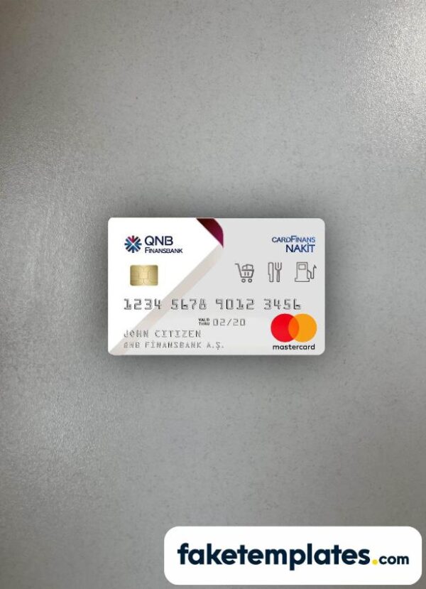 fake Turkey QNB Finansbank Card photolook and scan look download PSD templates | 2 in 1