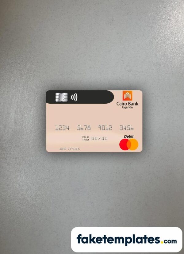 fake Uganda Cairo Bank Uganda Mastercard photolook and scan look download PSD templates | 2 in 1