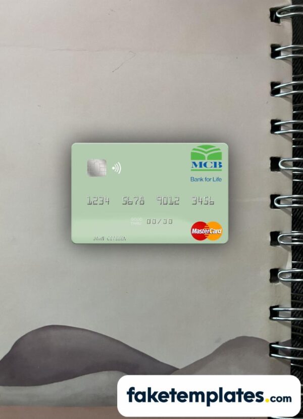 fake United Arab Emirates MCB Bank Mastercard photolook and scan look download PSD templates | 2 in 1