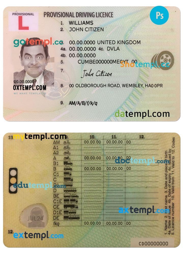 fake United driving license download PSD template - download fake ...