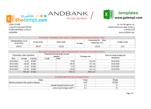 Andorran Andbank bank statement 3 - 6 months sample in Excel and PDF format